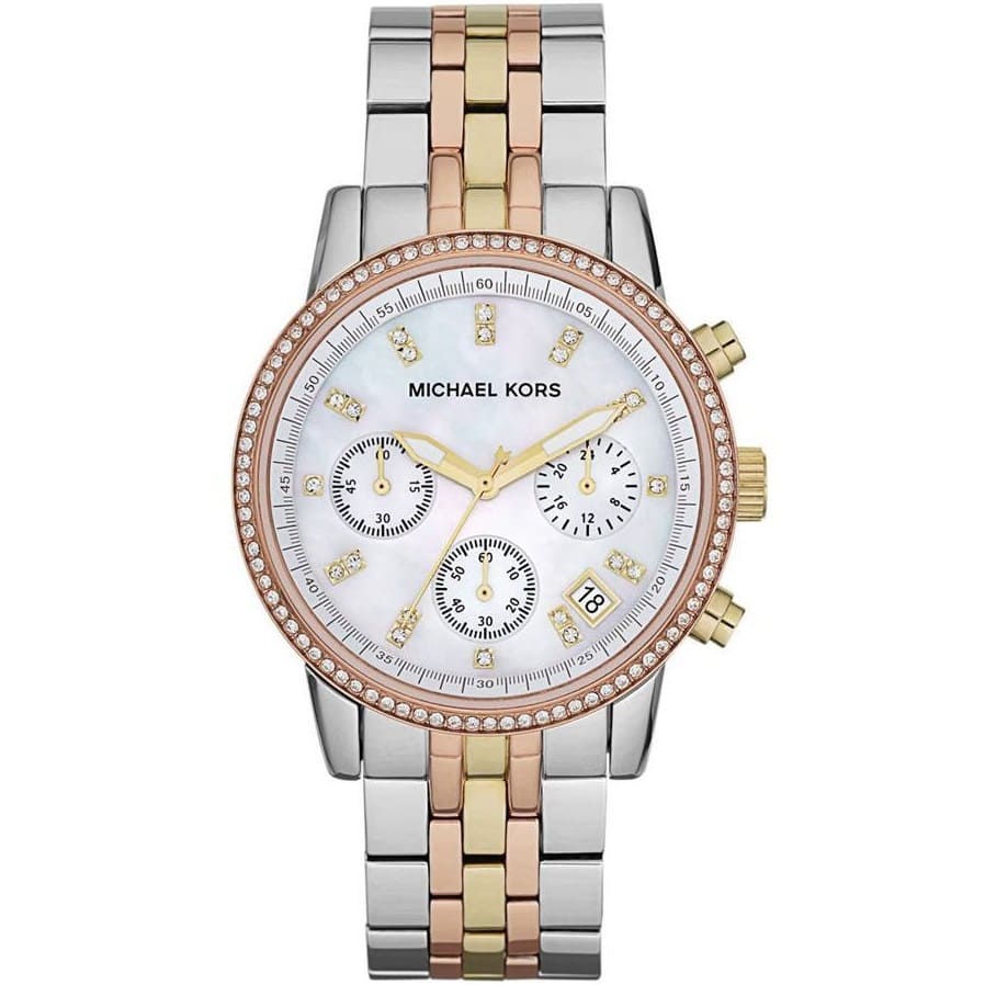 Michael Kors MK5650 Ritz Women’s Mother of Pearl Dial Two-Tone Chronograph Watch - Luxury Hub Store