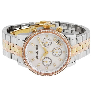 Michael Kors MK5650 Ritz Women’s Mother of Pearl Dial Two-Tone Chronograph Watch - Luxury Hub Store