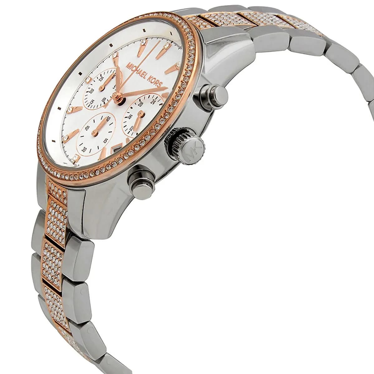 Michael Kors MK6651 Ritz Women’s Silver Dial Two-Tone Stainless Steel Chronograph Watch - Luxury Hub Store