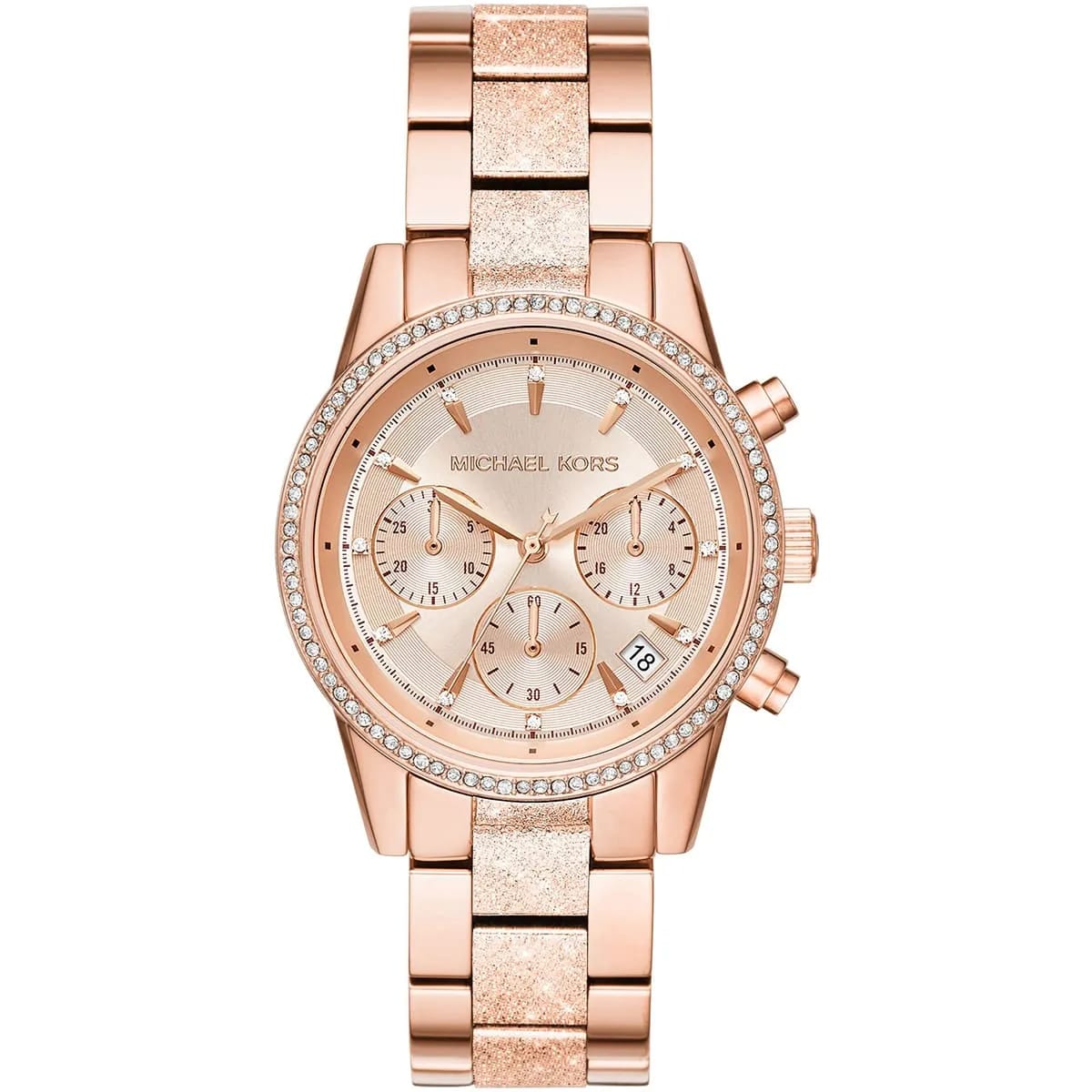 Michael Kors MK6598 Ritz Women’s Rose Gold Dial Rose Gold Stainless Steel Chronograph Watch - Luxury Hub Store