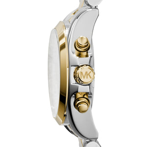 Michael Kors MK5974 Bradshaw Women’s White Dial Two-Tone Stainless Steel Chronograph Watch - Luxury Hub Store