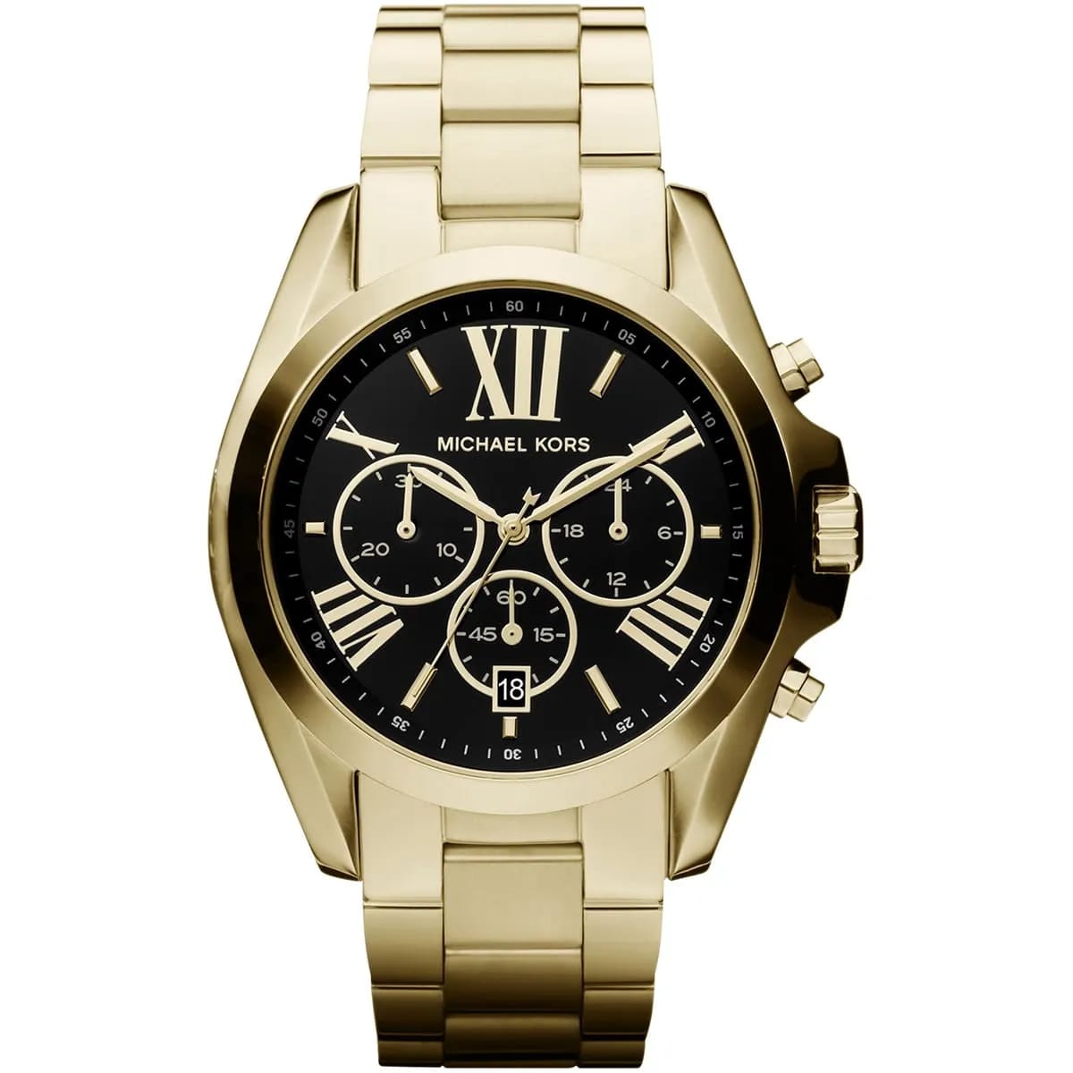 Michael Kors MK5739 Bradshaw Women’s Black Dial Gold Stainless Steel Chronograph Watch - Luxury Hub Store