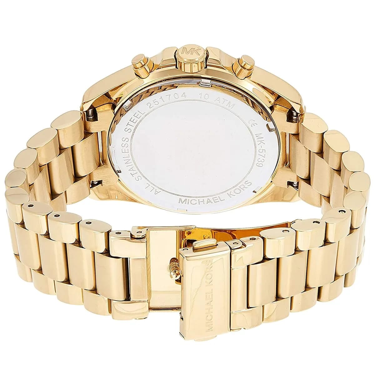Michael Kors MK5739 Bradshaw Women’s Black Dial Gold Stainless Steel Chronograph Watch - Luxury Hub Store