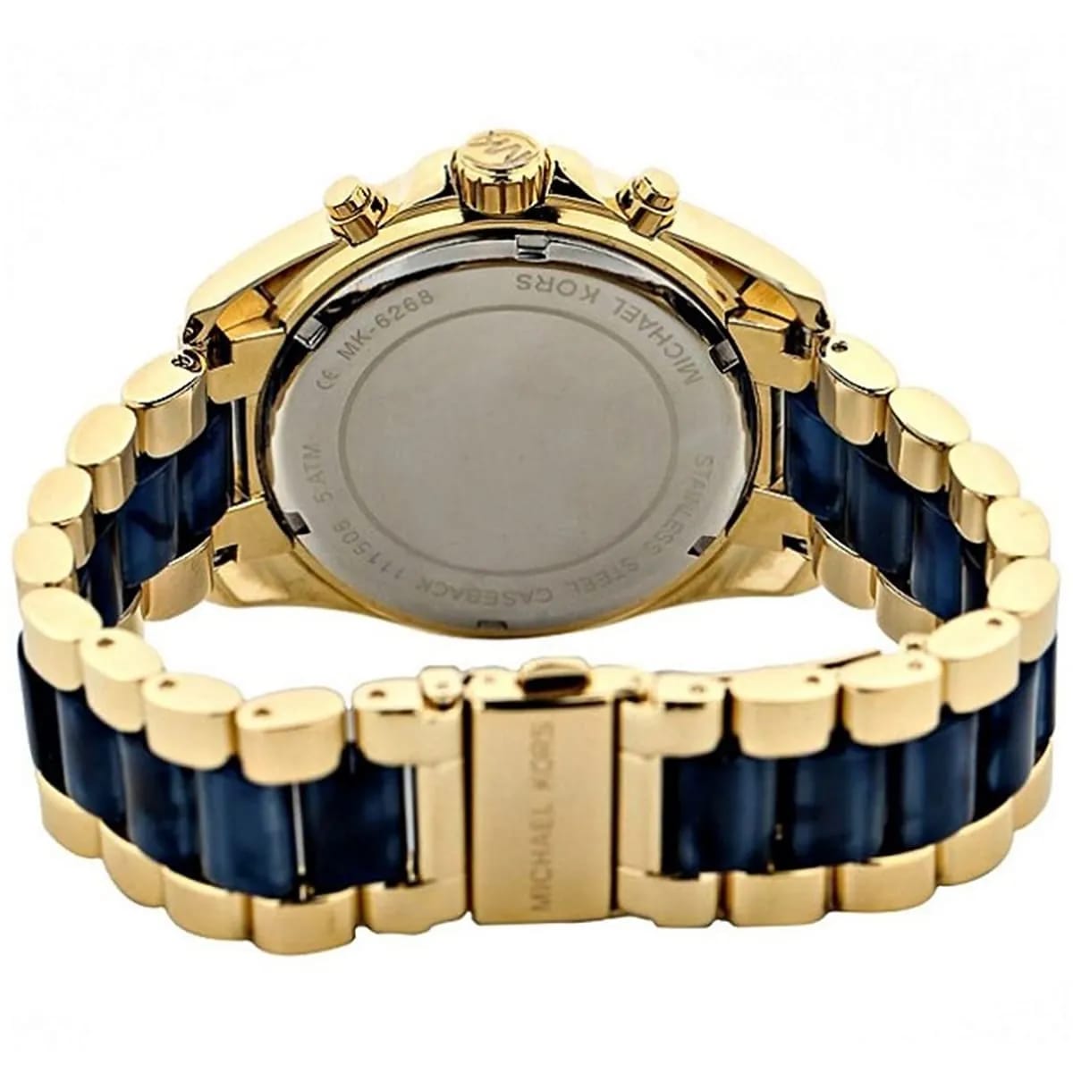 Michael Kors MK6268 Bradshaw Women’s Navy Blue Dial Gold Stainless Steel Chronograph Watch - Luxury Hub Store