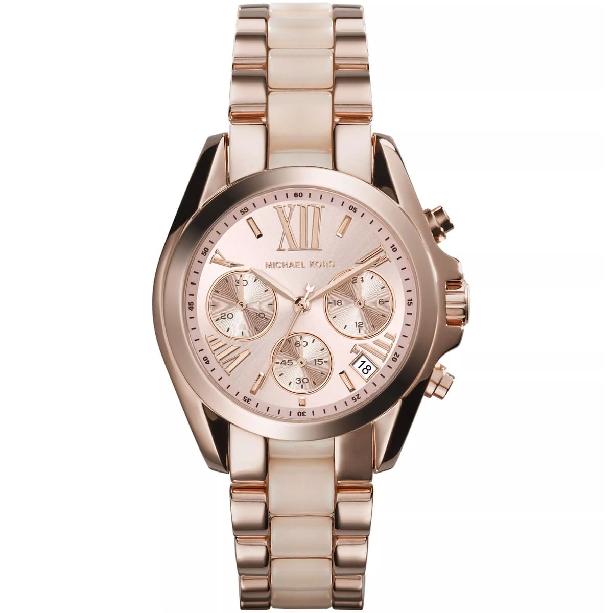 Michael Kors MK6066 Bradshaw Women’s Rose Gold Dial Rose Gold Stainless Steel Chronograph Watch - Luxury Hub Store