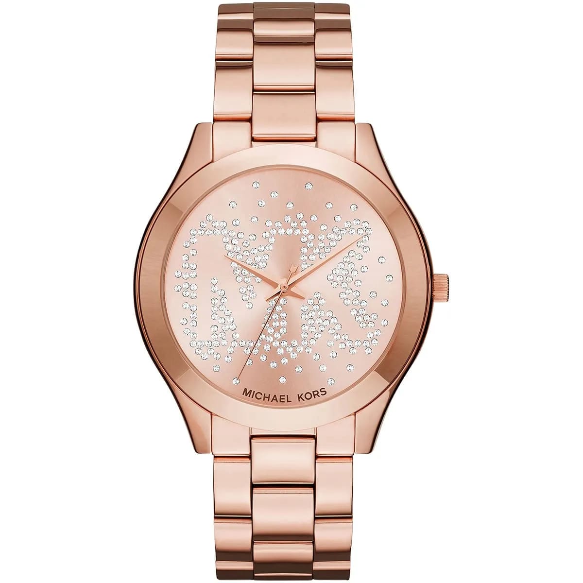 Michael Kors MK3591 Slim Runway Women’s Rose Gold Crystal Dial Stainless Steel Watch - Luxury Hub Store