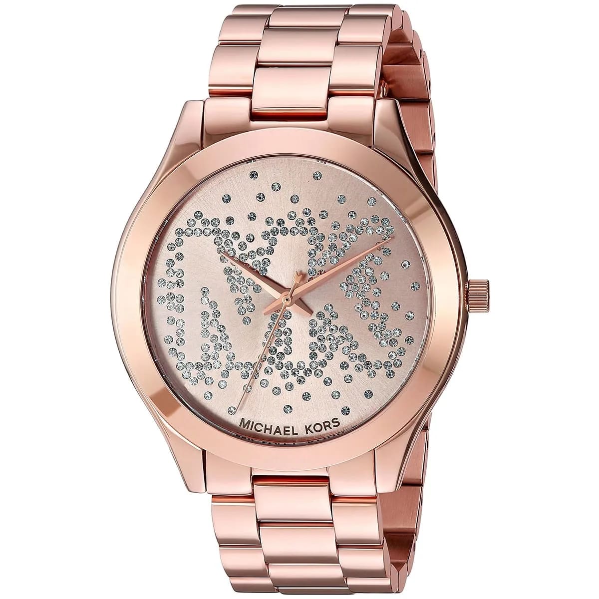 Michael Kors MK3591 Slim Runway Women’s Rose Gold Crystal Dial Stainless Steel Watch - Luxury Hub Store