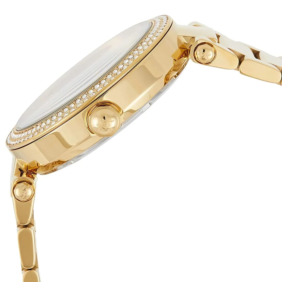 Michael Kors MK5784 Parker Women’s Gold Crystal Bezel MK Logo Dial Stainless Steel Watch - Luxury Hub Store