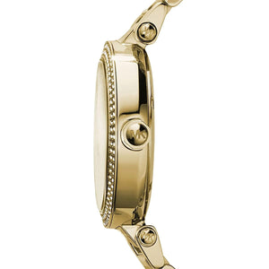 Michael Kors MK5784 Parker Women’s Gold Crystal Bezel MK Logo Dial Stainless Steel Watch - Luxury Hub Store