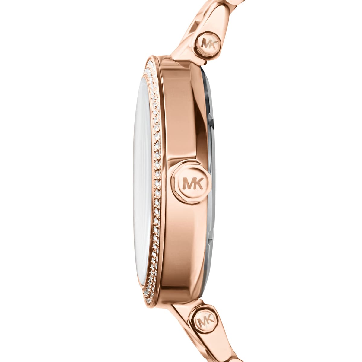 Michael Kors MK5865 Women’s Rose Gold Dial Rose Gold Stainless Steel Crystal MK Logo Watch - Luxury Hub Store