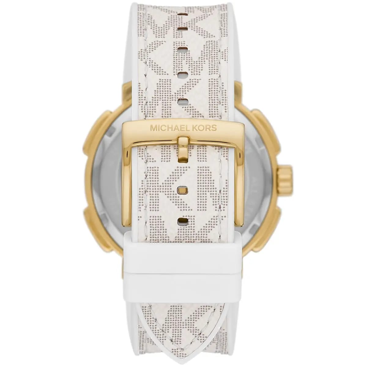 Michael Kors MK7221 Women’s White Dial White Logo Strap Gold-Tone Multi-Function Watch - Luxury Hub Store