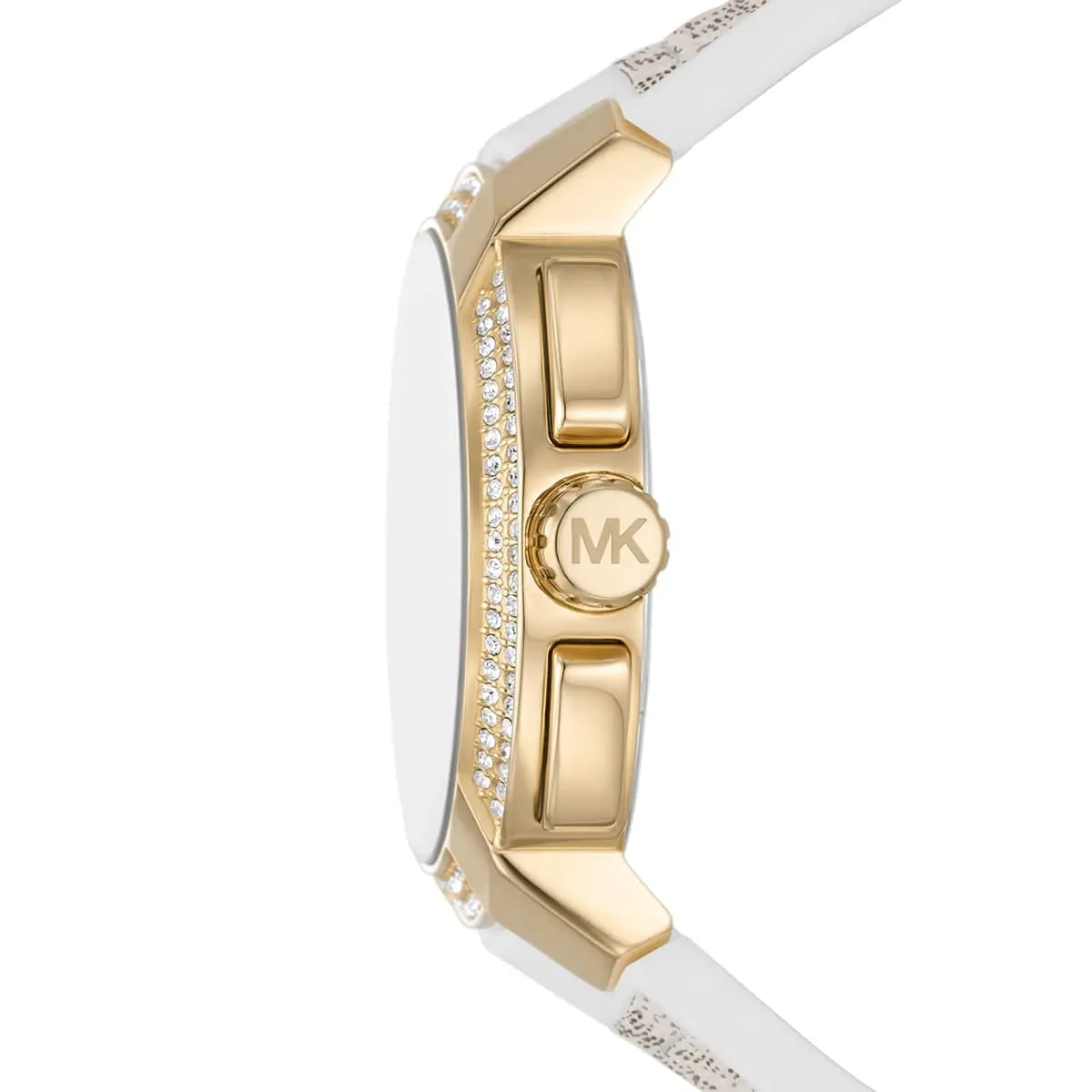 Michael Kors MK7221 Women’s White Dial White Logo Strap Gold-Tone Multi-Function Watch - Luxury Hub Store