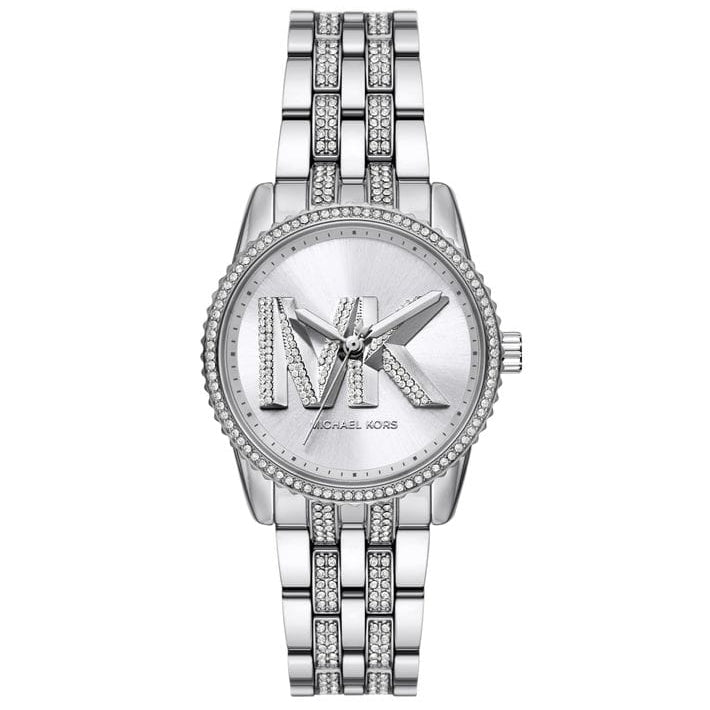 Michael Kors MK7542 Women’s Silver Dial Silver Stainless Steel Crystal Logo Watch - Luxury Hub Store
