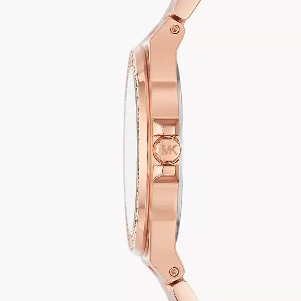 Michael Kors MK4372 Women’s Rose Gold Dial Rose Gold Stainless Steel Crystal MK Logo Watch - Luxury Hub Store