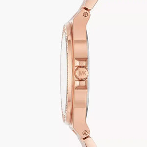 Michael Kors MK4372 Women’s Rose Gold Dial Rose Gold Stainless Steel Crystal MK Logo Watch - Luxury Hub Store