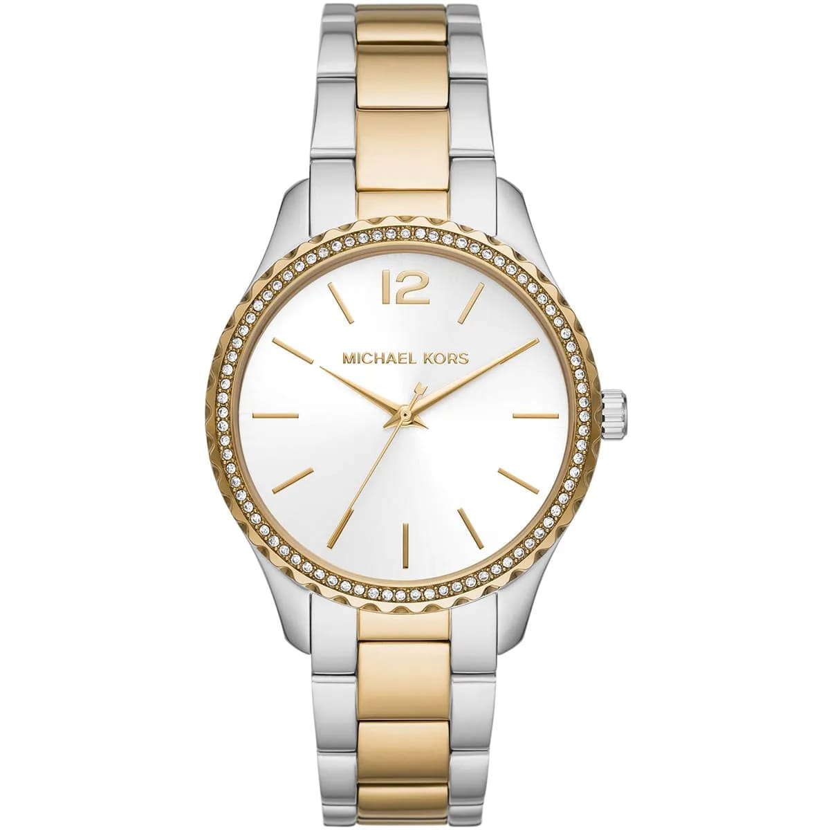 Michael Kors MK6899 Women’s Silver Dial Two-Tone Stainless Steel Crystal Bezel Watch - Luxury Hub Store