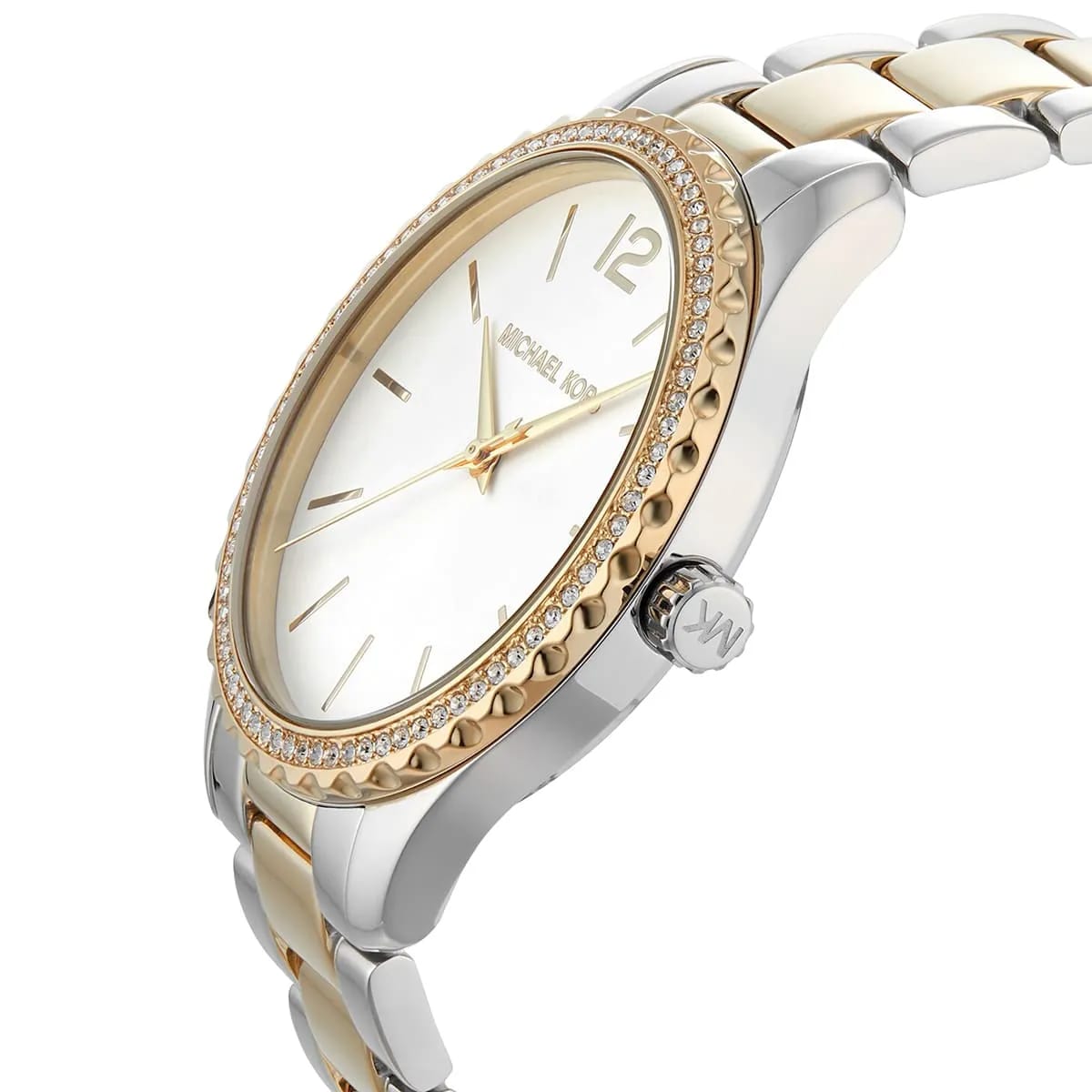 Michael Kors MK6899 Women’s Silver Dial Two-Tone Stainless Steel Crystal Bezel Watch - Luxury Hub Store
