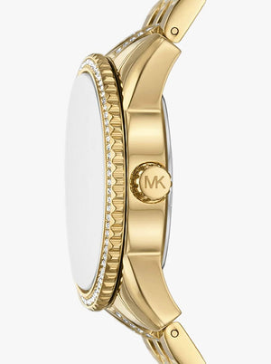 Michael Kors MK4371 Women’s Gold Dial Gold Stainless Steel Crystal MK Logo Watch - Luxury Hub Store