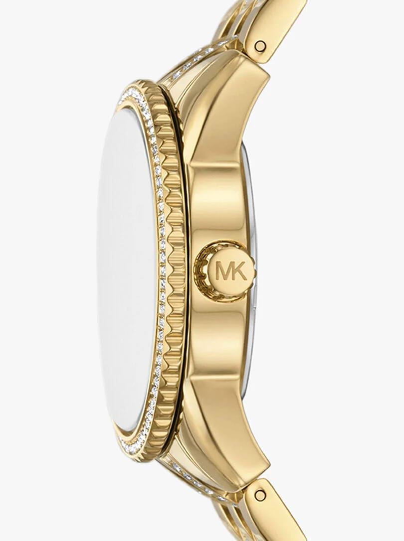 Michael Kors MK4371 Women’s Gold Dial Gold Stainless Steel Crystal MK Logo Watch - Luxury Hub Store