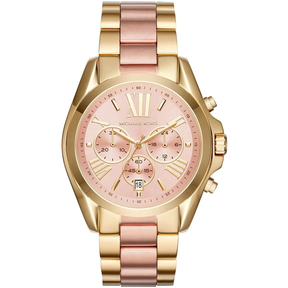 Michael Kors MK6359 Women’s Rose Gold Dial Two-Tone Stainless Steel Chronograph Watch - Luxury Hub Store