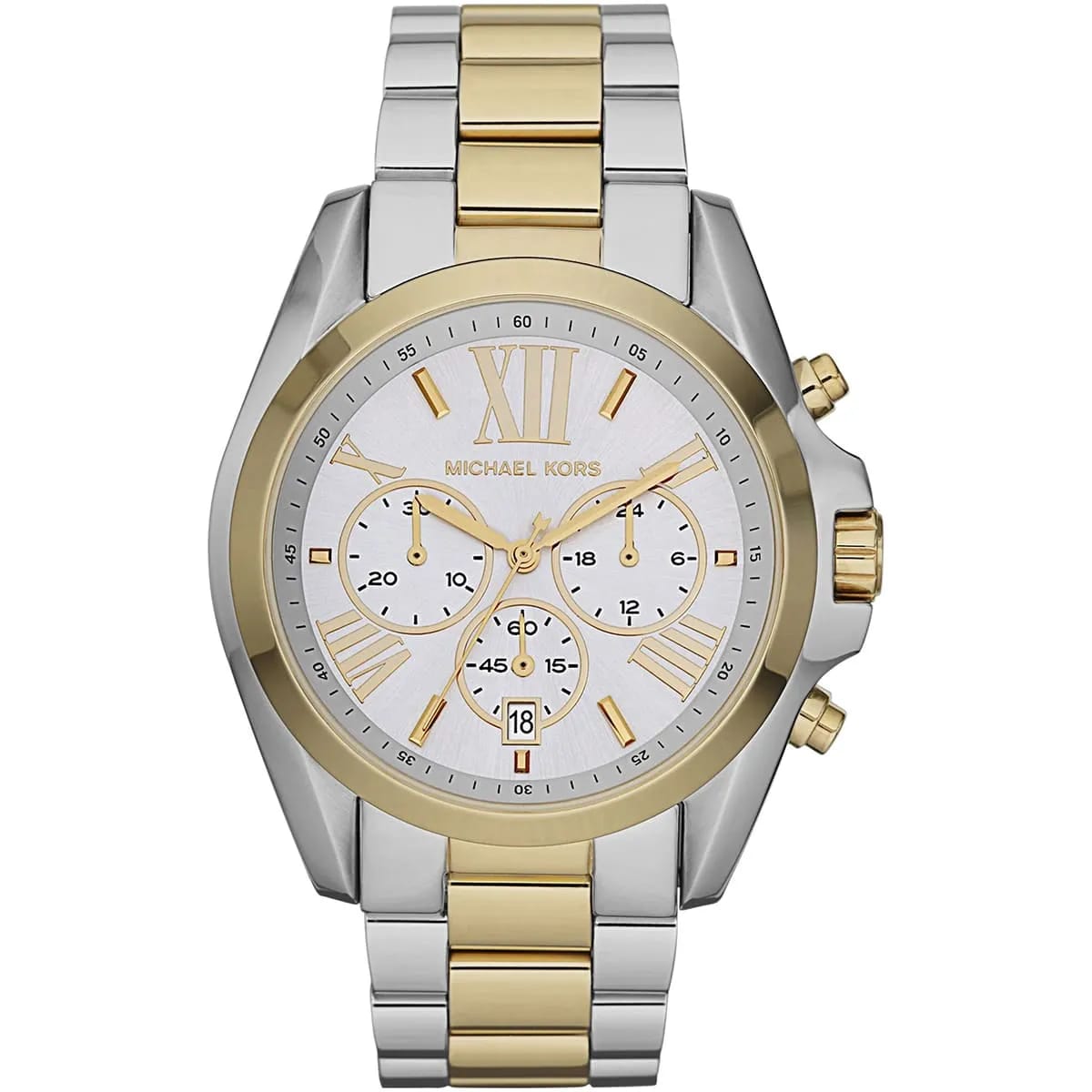 Michael Kors MK5627 Women’s White Dial Two-Tone Stainless Steel Bradshaw Watch - Luxury Hub Store