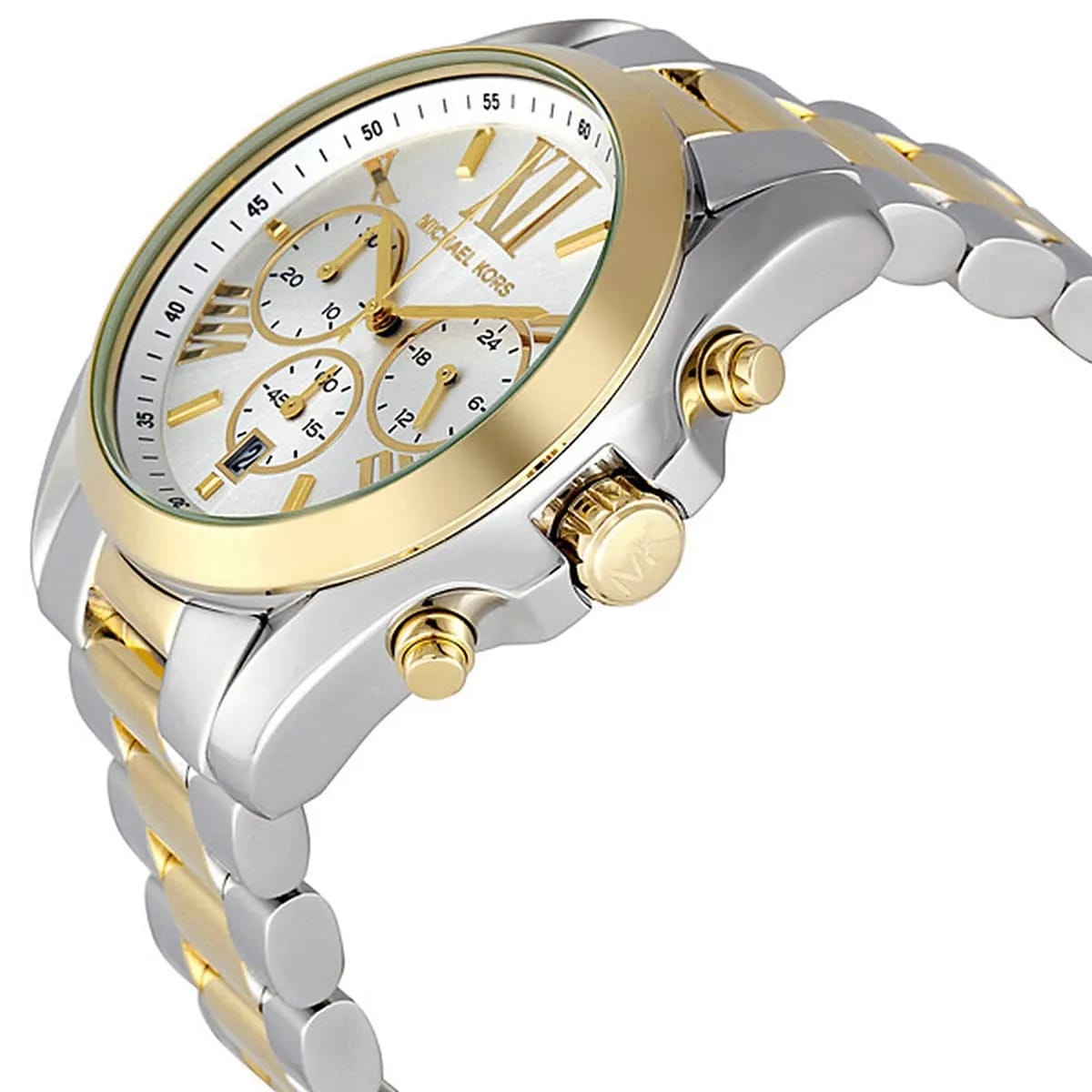 Michael Kors MK5627 Women’s White Dial Two-Tone Stainless Steel Bradshaw Watch - Luxury Hub Store