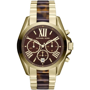 Michael Kors MK5696 Women’s Brown Dial Gold Stainless Steel Bradshaw Watch - Luxury Hub Store