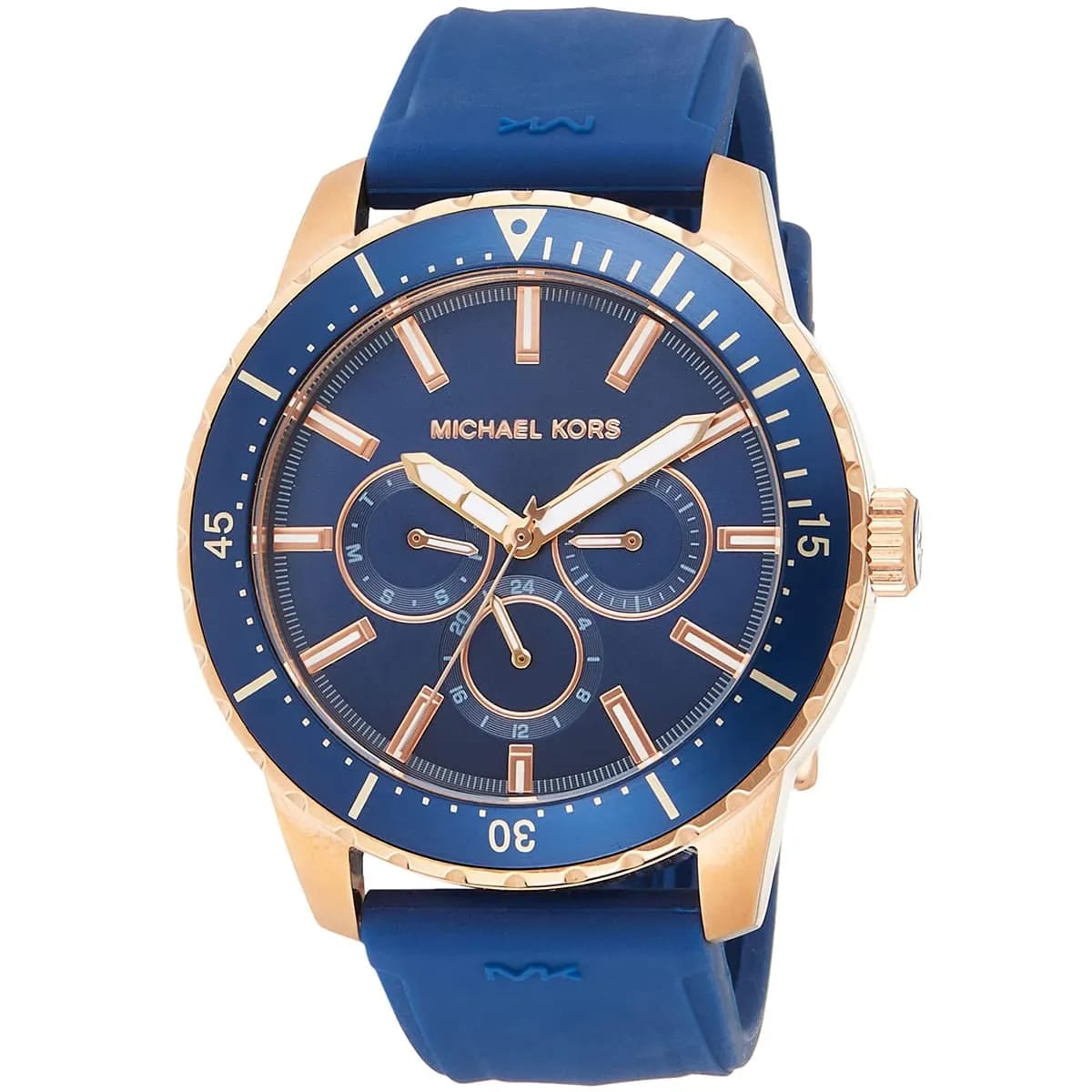 Michael Kors MK7163 Men’s Blue Dial Navy Silicone Strap Chronograph Watch - Luxury Hub Store