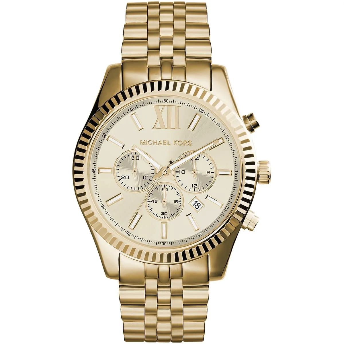 Michael Kors MK8281 Men’s Gold Dial Gold Stainless Steel Chronograph Watch - Luxury Hub Store