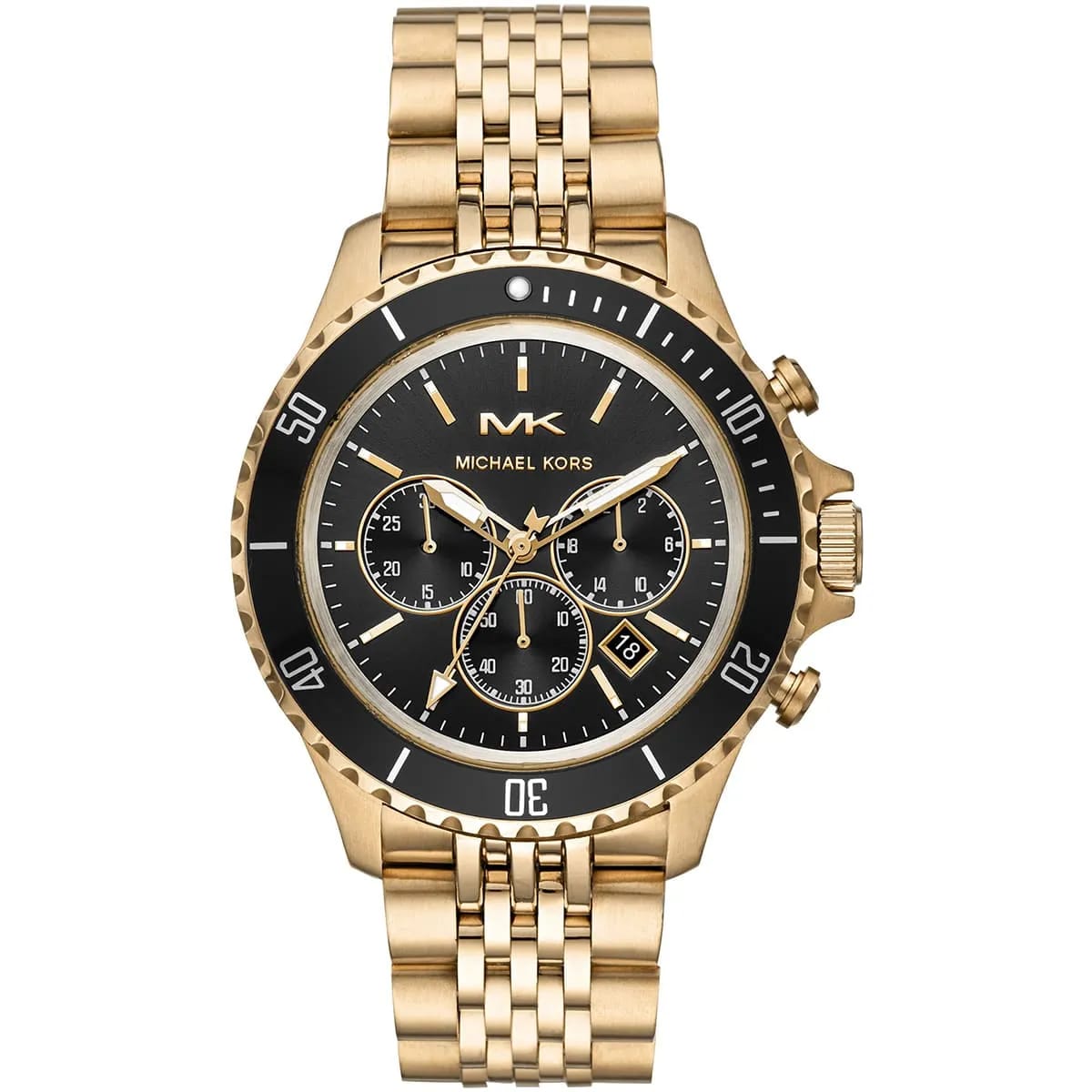 Michael Kors MK8726 Men’s Black Dial Gold Stainless Steel Bayville Chronograph Watch - Luxury Hub Store