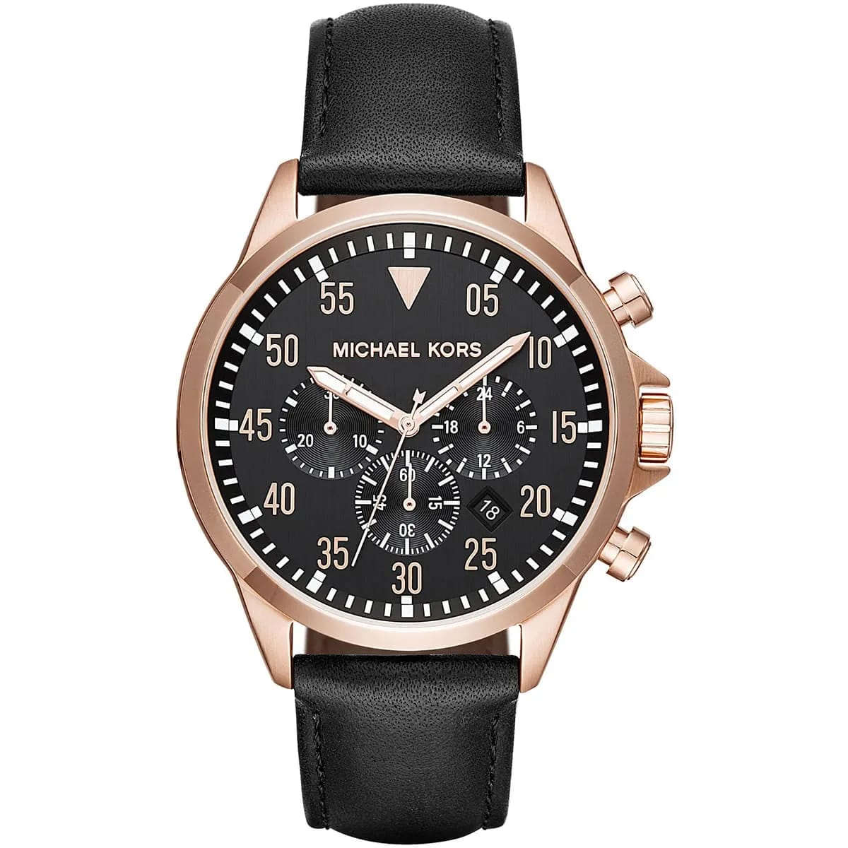 Michael Kors MK8535 Men’s Black Dial Rose Gold Stainless Steel Gage Chronograph Watch - Luxury Hub Store