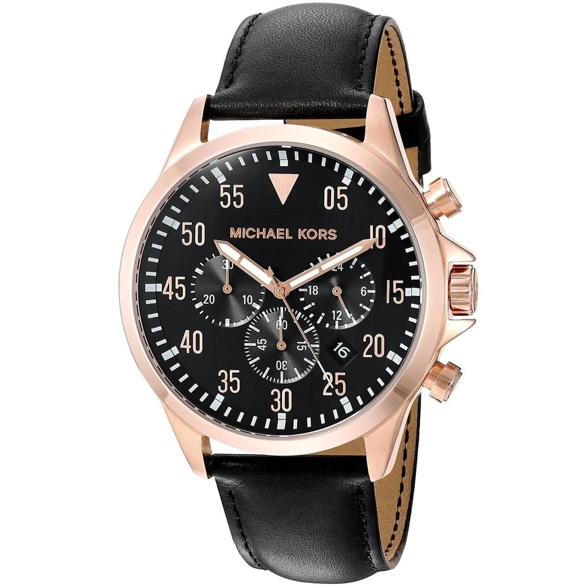 Michael Kors MK8535 Men’s Black Dial Rose Gold Stainless Steel Gage Chronograph Watch - Luxury Hub Store