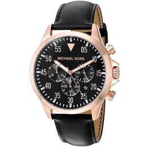 Michael Kors MK8535 Men’s Black Dial Rose Gold Stainless Steel Gage Chronograph Watch - Luxury Hub Store