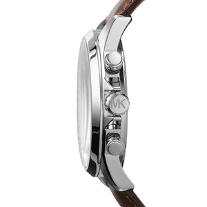 Michael Kors MK8362 Men’s Blue Dial Brown Leather Strap Gage Chronograph Watch - Luxury Hub Store