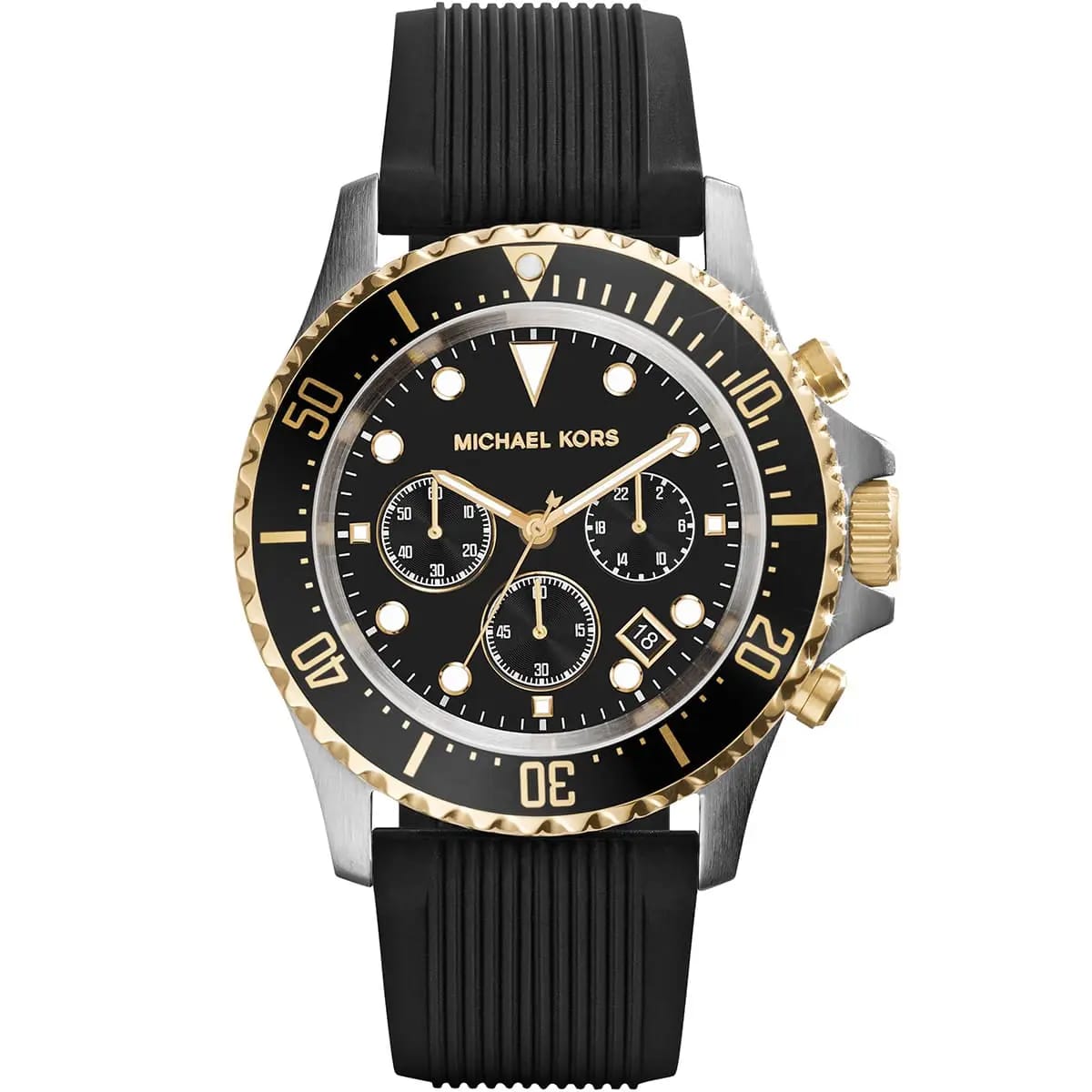 Michael Kors MK8366 Men’s Black Dial Black Silicone Strap Everest Chronograph Watch - Luxury Hub Store
