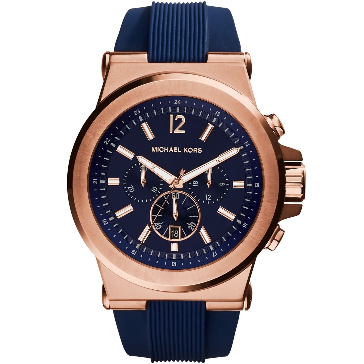 Michael Kors MK8295 Men’s Blue Dial Blue Silicone Strap Dylan Chronograph Watch - Luxury Hub Store