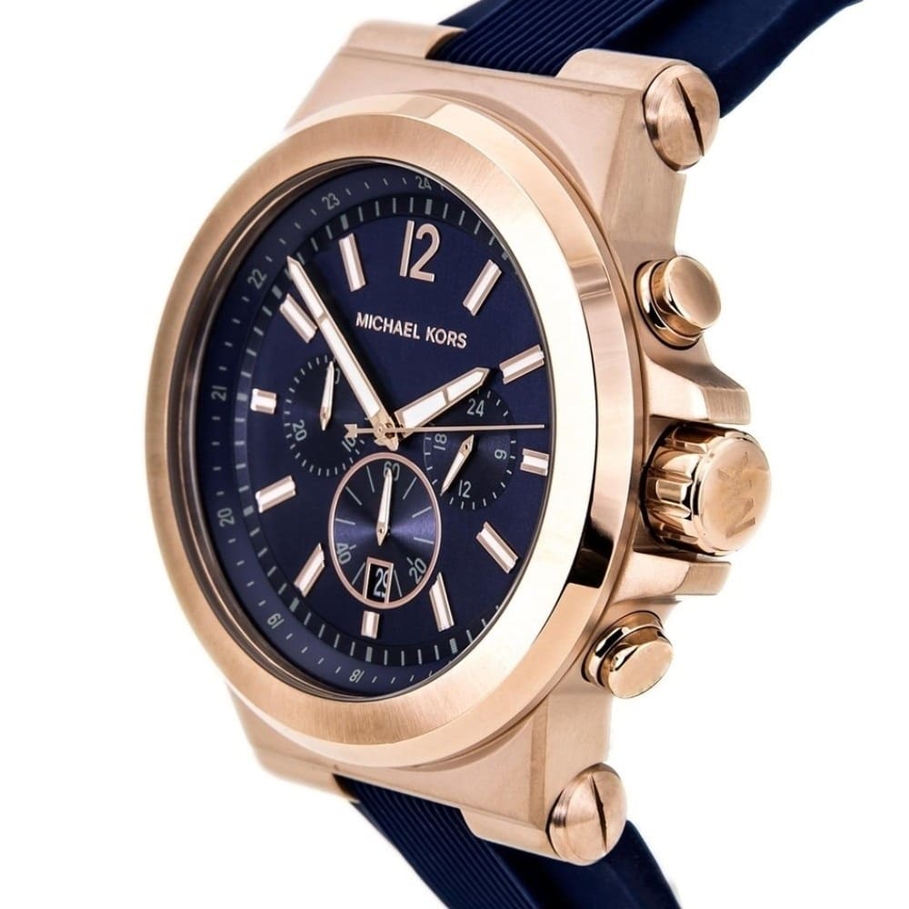 Michael Kors MK8295 Men’s Blue Dial Blue Silicone Strap Dylan Chronograph Watch - Luxury Hub Store