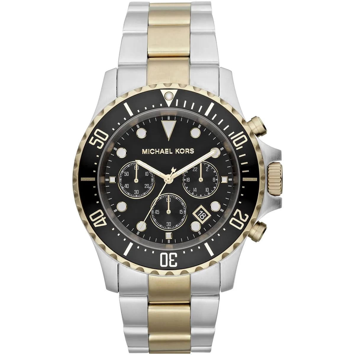 Michael Kors MK8311 Men’s Black Dial Two-Tone Stainless Steel Everest Chronograph Watch - Luxury Hub Store