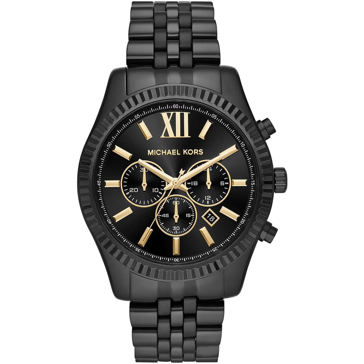 Michael Kors MK8603 Men’s Black Dial Black Stainless Steel Lexington Chronograph Watch - Luxury Hub Store