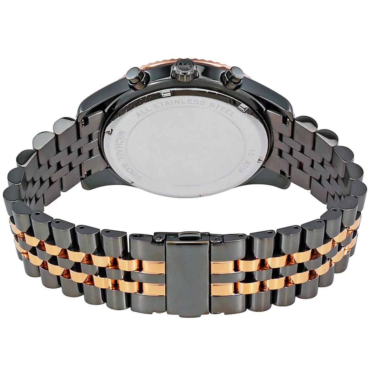 Michael Kors MK8561 Men’s Grey Dial Two-Tone Black Rose Gold Stainless Steel Lexington Chronograph Watch - Luxury Hub Store