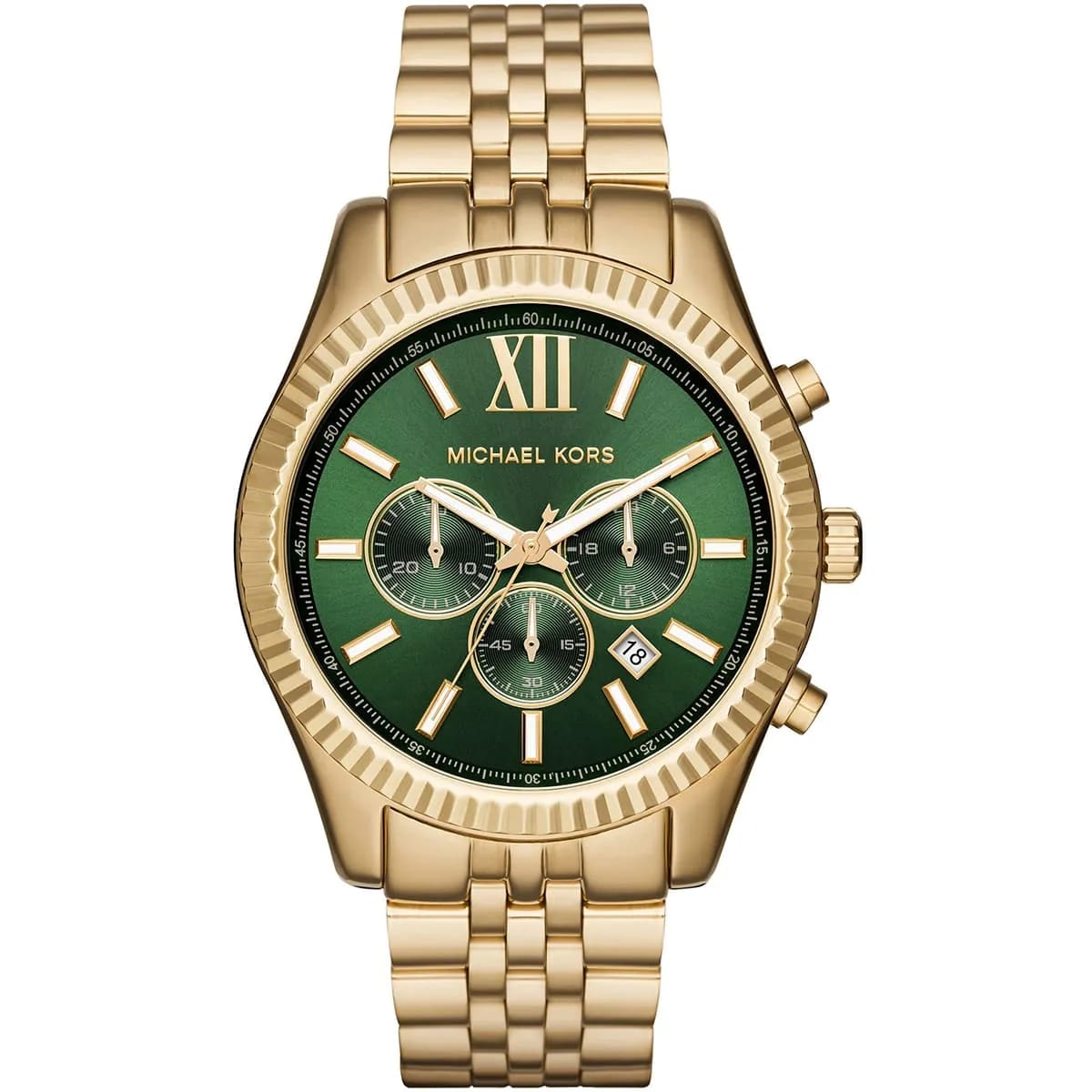 Michael Kors MK8446 Men’s Green Dial Gold Stainless Steel Lexington Chronograph Watch - Luxury Hub Store