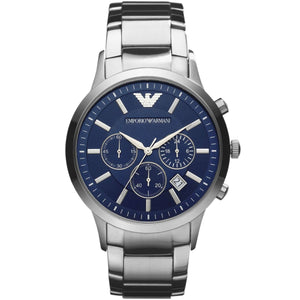 Emporio Armani AR2448 Men’s Blue Dial Stainless Steel Renato Chronograph Watch - Luxury Hub Store