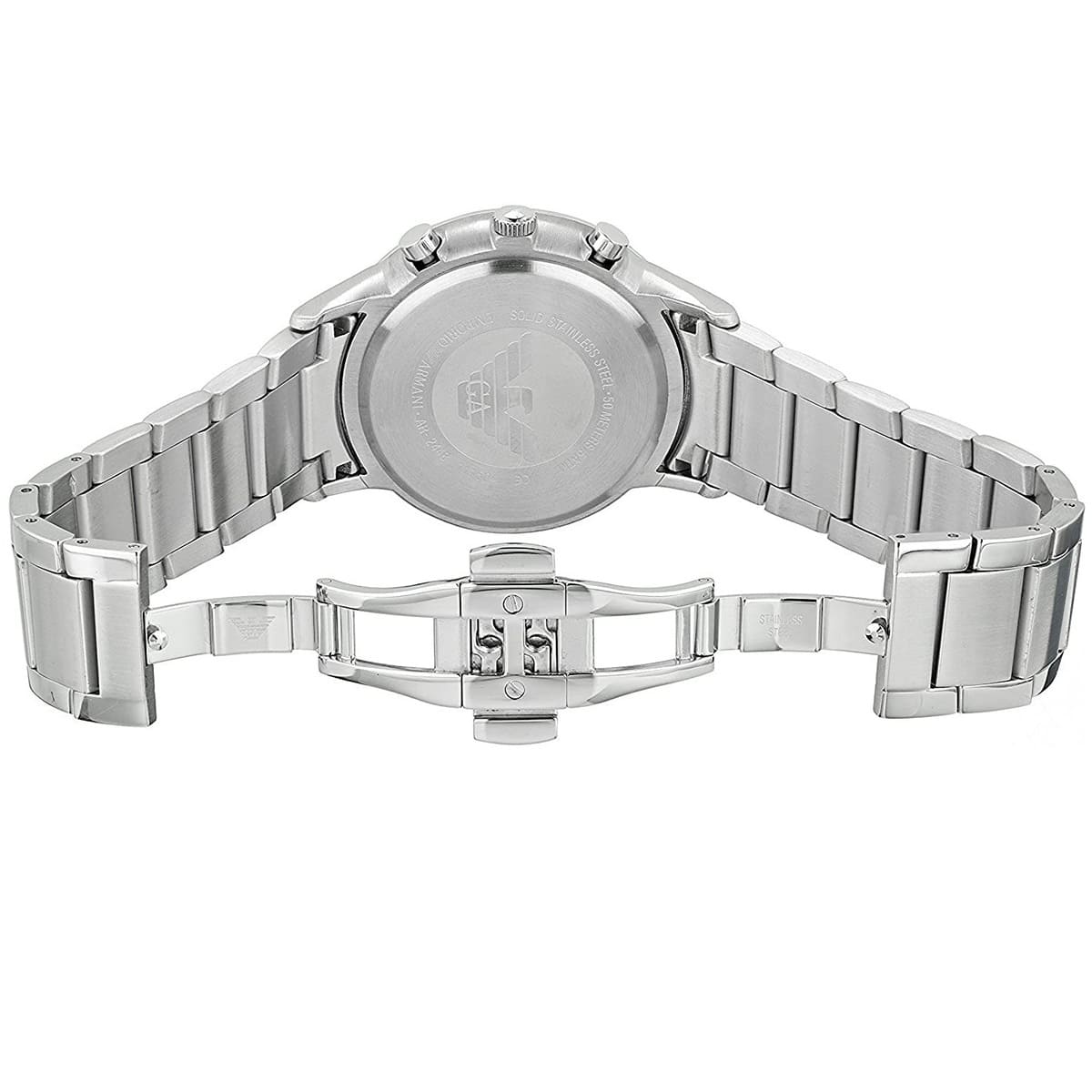 Emporio Armani AR2448 Men’s Blue Dial Stainless Steel Renato Chronograph Watch - Luxury Hub Store