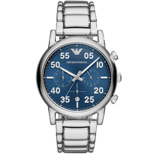 Emporio Armani AR11132 Men’s Blue Dial Stainless Steel Luigi Chronograph Watch - Luxury Hub Store