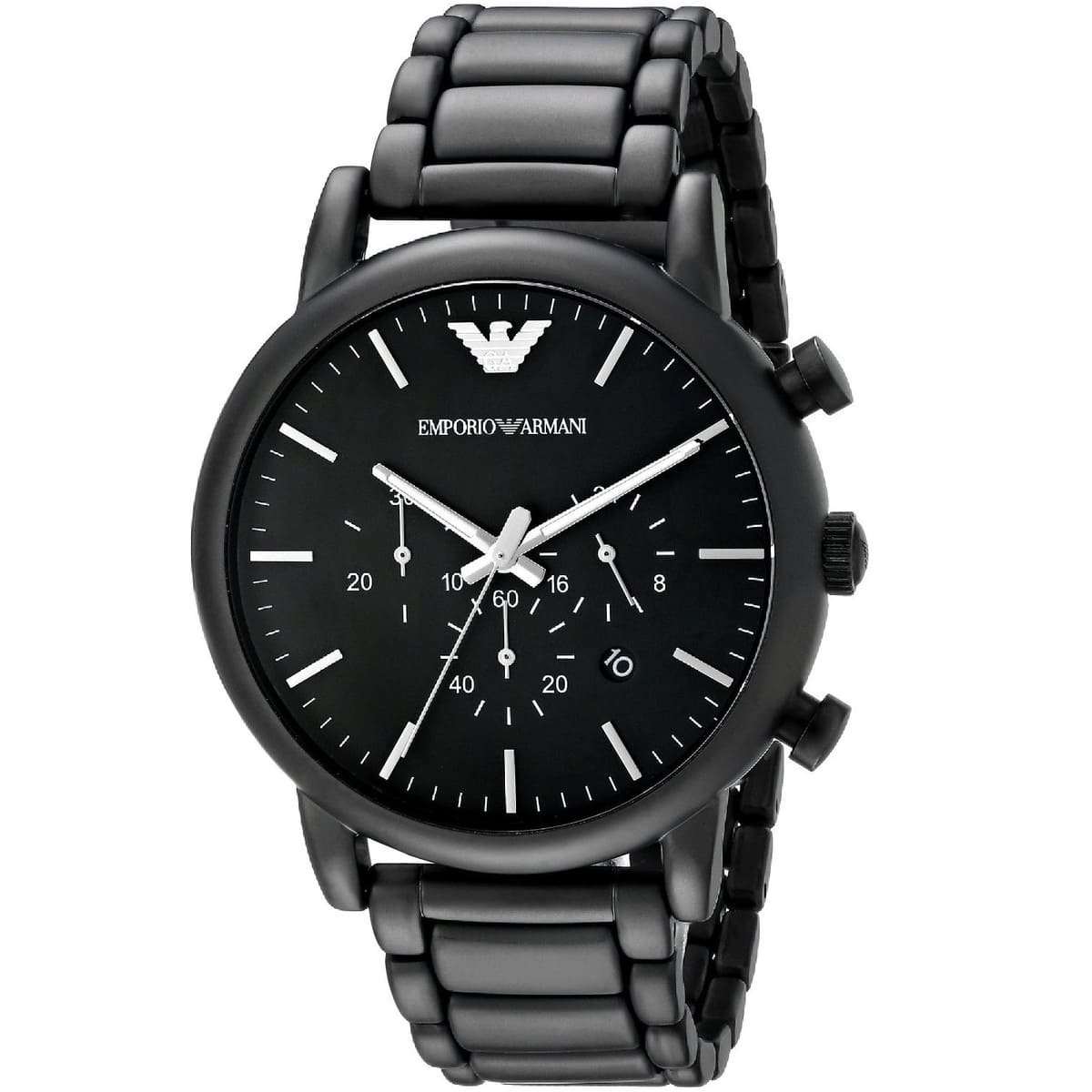 Emporio Armani AR1895 Men’s Black Dial Stainless Steel Luigi Chronograph Watch - Luxury Hub Store