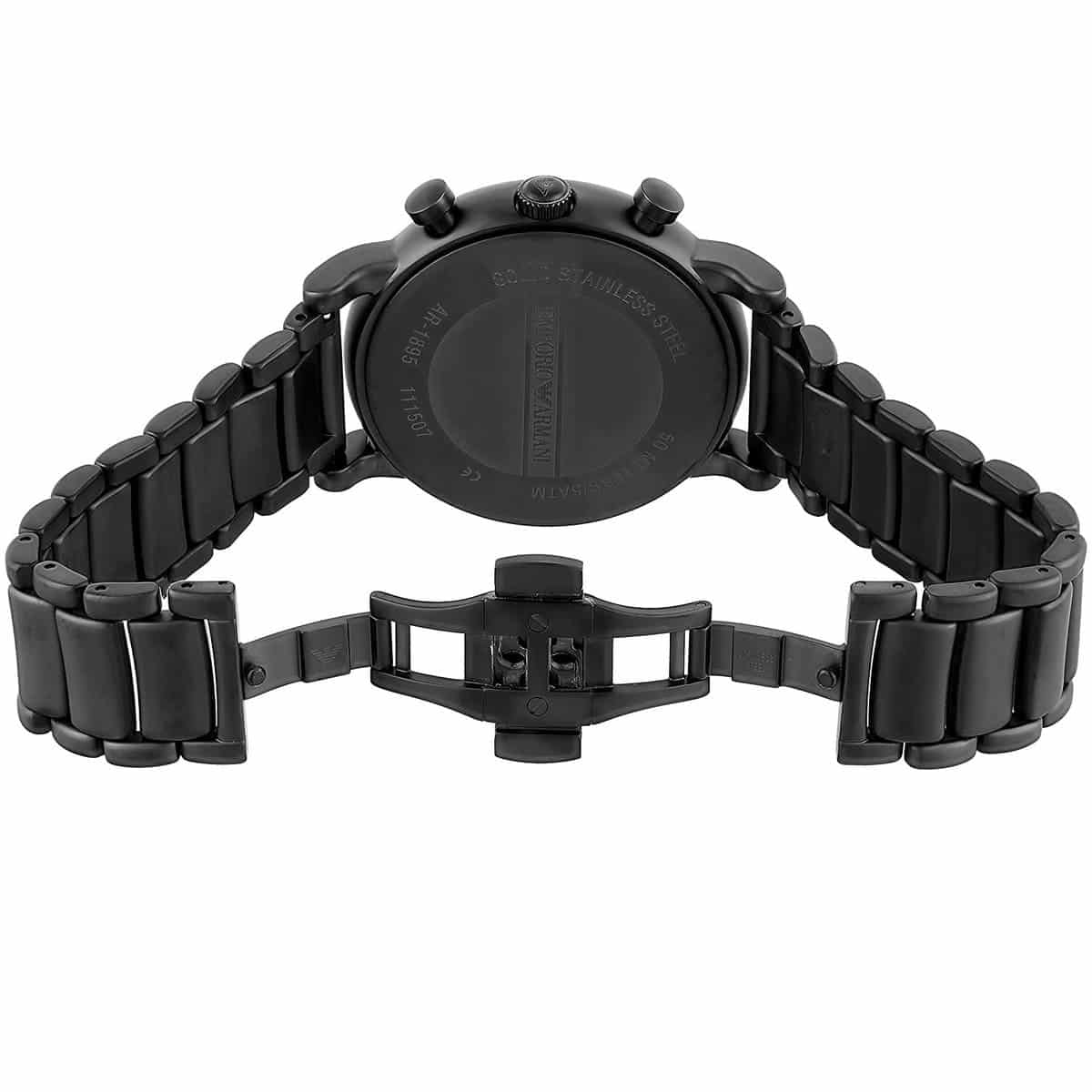 Emporio Armani AR1895 Men’s Black Dial Stainless Steel Luigi Chronograph Watch - Luxury Hub Store