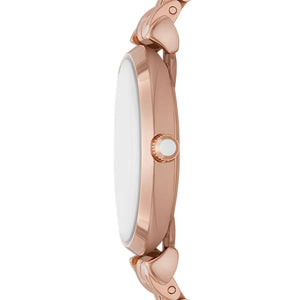 Emporio Armani AR11446 Women’s Silver Crystal Dial Rose Gold Gianni T-Bar Watch - Luxury Hub Store