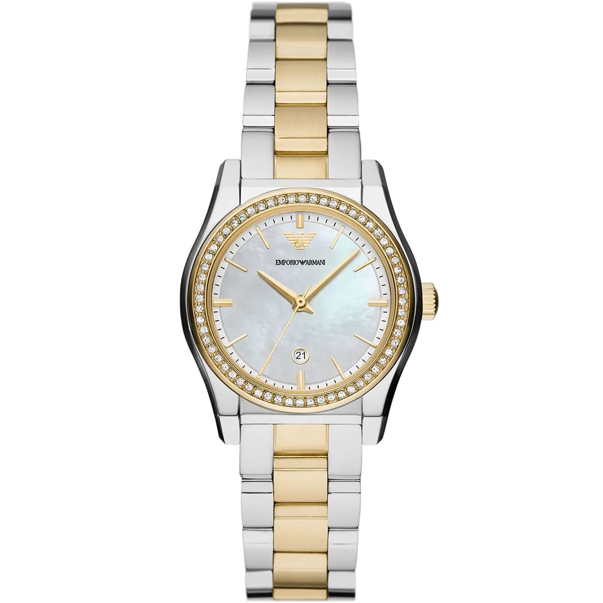 Emporio Armani AR11559 Women’s Mother of Pearl Dial Two-Tone Stainless Steel Federica Watch - Luxury Hub Store