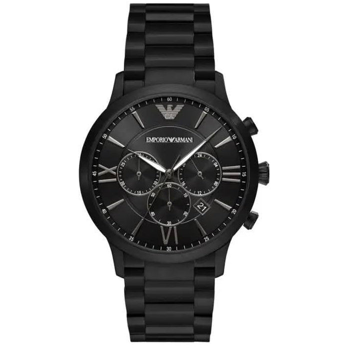 Emporio Armani AR11349 Men’s Black Dial Black Stainless Steel Giovanni Chronograph Watch - Luxury Hub Store