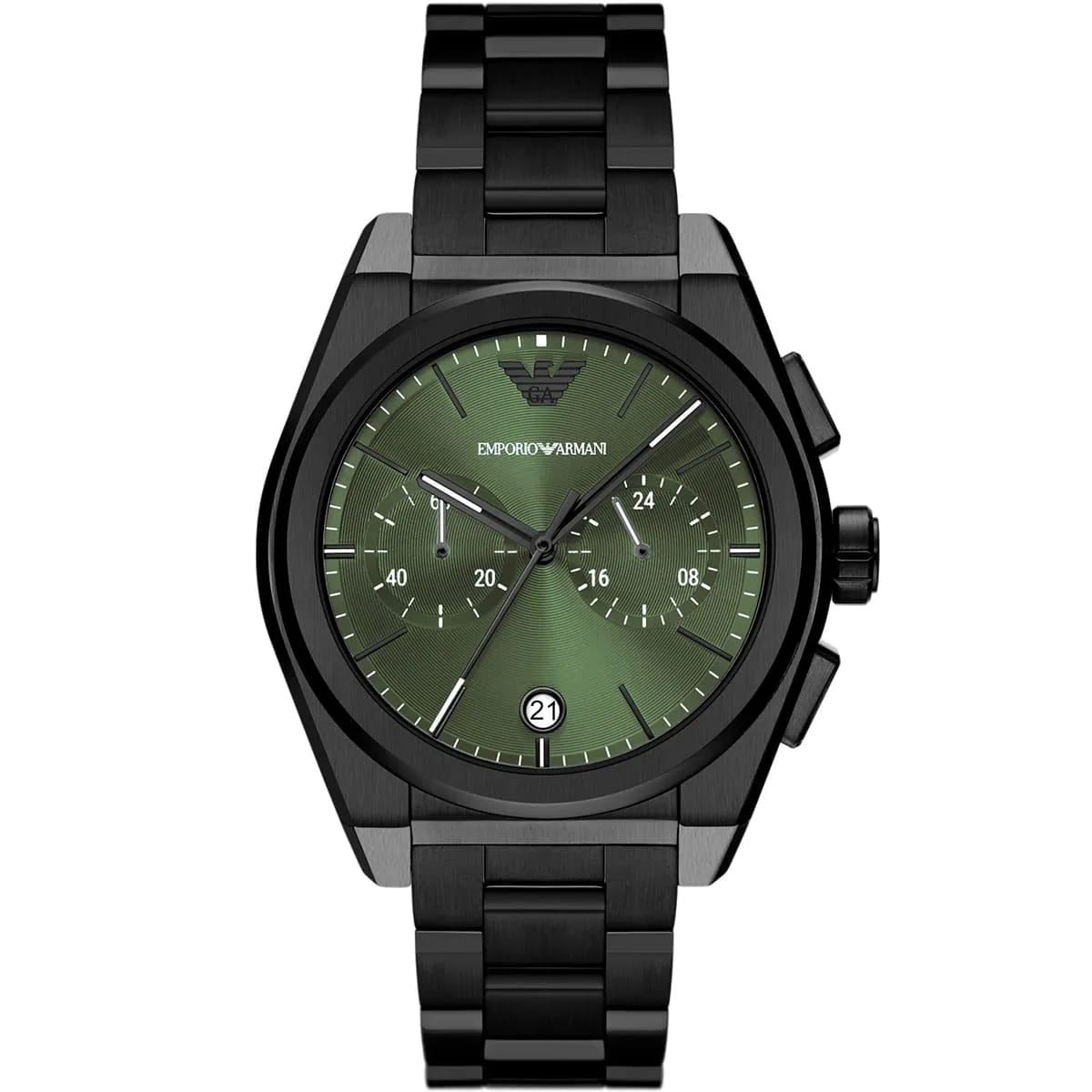 Emporio Armani AR11562 Men’s Green Dial Black Stainless Steel Federico Chronograph Watch - Luxury Hub Store